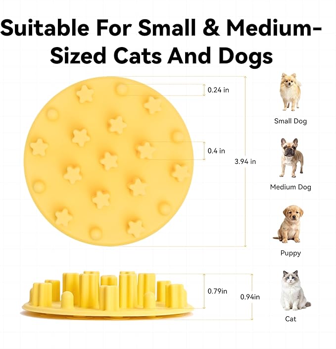 Slow Feeder Insert for Cat Dog Bowls, Anti-Choking Silicone with Strong Suction Cups, Fits Most Cat Bowls, Ideal for Puppy Small Medium Breeds (Pink)