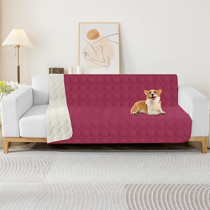 ZNSAYOTX Ultimate Cozy Blankets (52"x82") 100% Waterproof Bed Mat Blanket for Dog Pets, Couch Sofa Protector with Non-Slip Back Washable Durable, Pee Scratch Proof Easy to Clean (Wine Red)