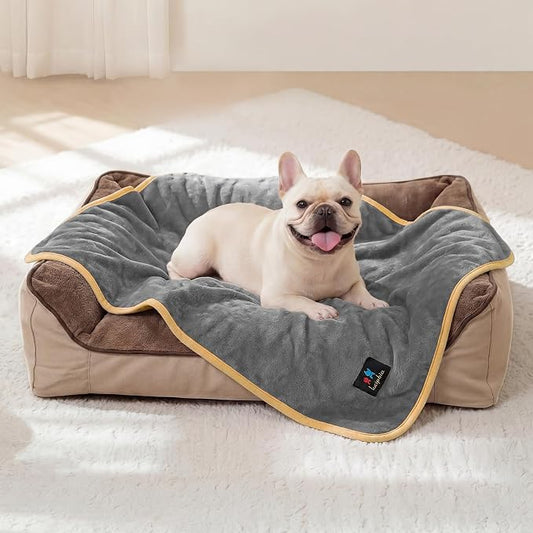 Luciphia Waterproof Blanket for Dog Washable Reversible Sherpa Fleece Throw Blanket for Bed Couch Soft Liquid Pee Proof Furniture Cover Protector for Small Medium Large Pet Cat Grey 40" x 28"