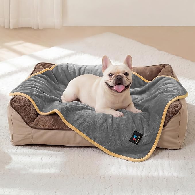 Luciphia Waterproof Blanket for Dog Washable Reversible Sherpa Fleece Throw Blanket for Bed Couch Soft Liquid Pee Proof Furniture Cover Protector for Small Medium Large Pet Cat Grey 35" x 25"