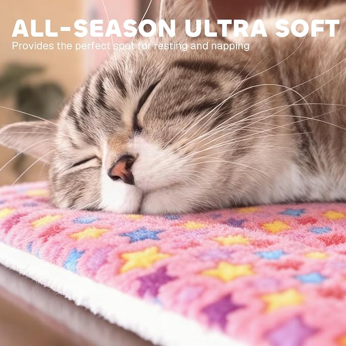 Mora Pets Dog Crate Pad - Ultra Soft Bed With Cute Star Print, Washable Mat for Large Medium Small Dogs, Reversible Fleece Kennel Liner, Cat Bed 35 x 22.8 Inch Pink
