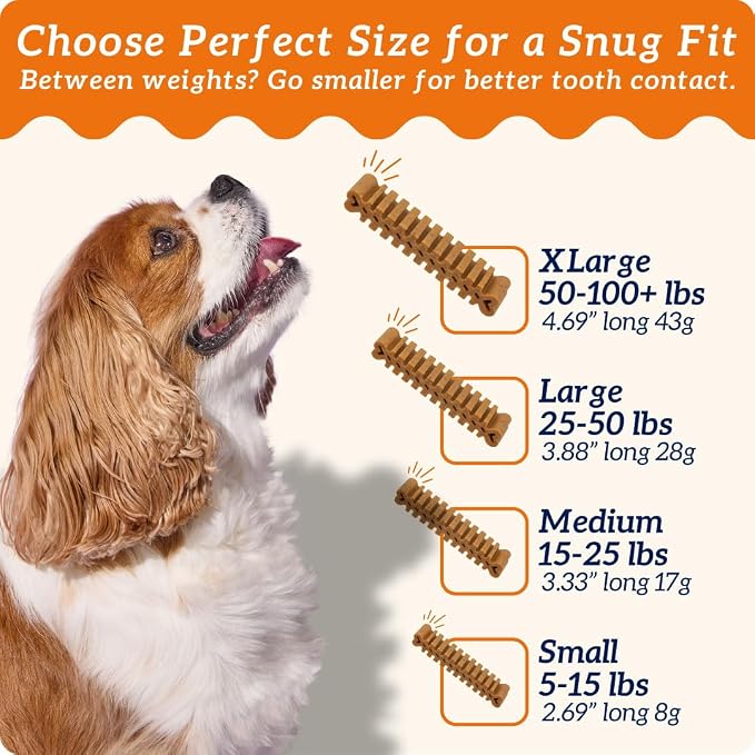 Groovies Flexible Dog Dental Chews with Patented DentalFit Technology to Help Support Tartar Control & Fresh Breath, Large Dog Chews for 25-50 lb Dogs, USA Manufactured Oral Care, 6 Chews