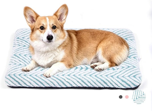 Mora Pets Washable Dog Crate Pad Soft Dog Kennel Bed Crate Mat for Small Medium Dogs, Puppies & Large Cats Flat Pet Bed with Anti-Slip Bottom for Cage & Carrier Sleeping Chevron Blue 30 x 19