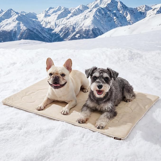 ZOMISIA Cooling Blanket for Medium Dogs - Washable Dog Cooling Mat for Hot Weather, Travel Soft Pet Summer Essentials, Khaki, 30"x40"