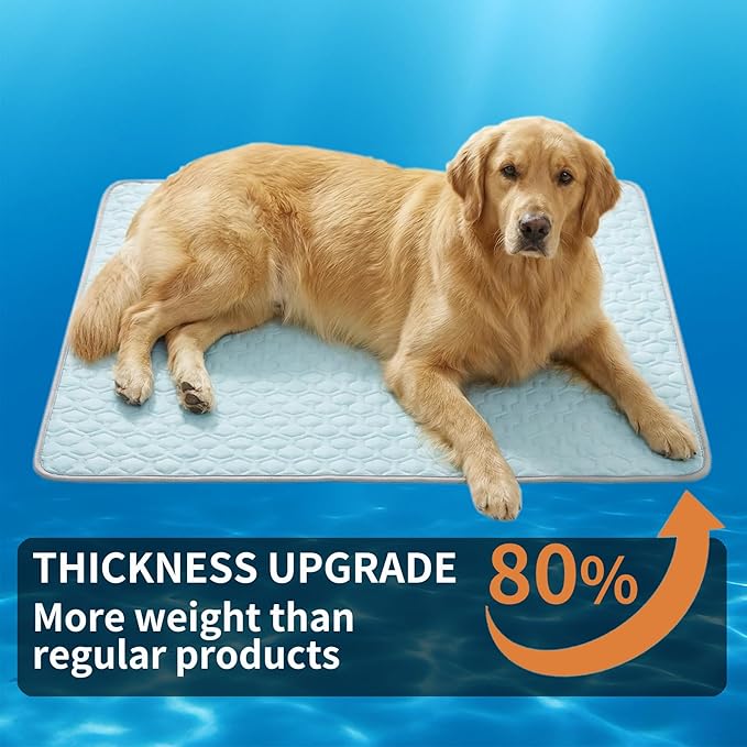 HAOMAIJIA Pet Cooling Mat for Dogs Thick Soft Washable Dog Cooling Mat Indoor Upgrade Waterproof Non-Slip Self Cooling Pad for Dog and Cat (Sky Blue, 19'' x 30'' Medium)