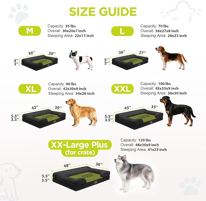 Dog Bed for Medium Large Size Dogs - Orthopedic Memory Foam Pet Couch Sofa with Washable Removable Bolster Cover,30 x 20