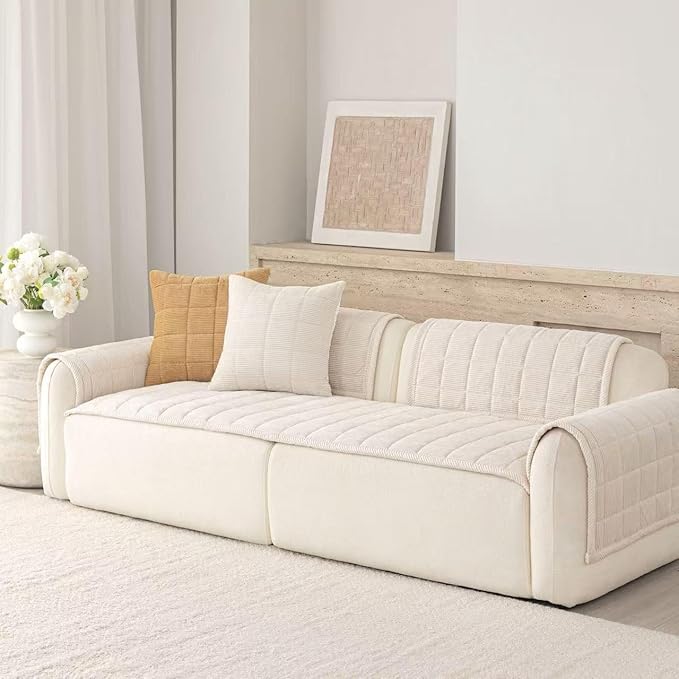 Premium Washable Couch Cover for Dogs, Non Slip Sectional Sofa Protector for L Shape Couch,Dog Couch Cover for Waterproof(1PC/27.6"x27.6",White)