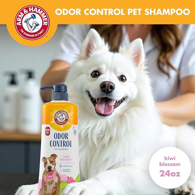 Arm & Hammer for Pets Odor Control Dog Shampoo, Pump Included, Baking Soda Enhanced, pH Balanced, Kiwi Blossom Scent, Gentle for All Dogs and Puppies, Value Size 24 Fl Oz