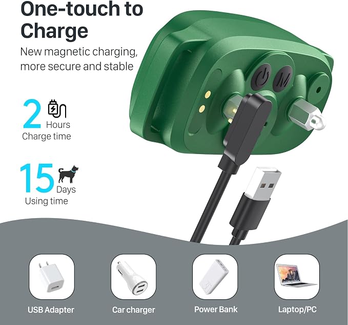 FAFAFROG Dog Bark Collar, Rechargeable Smart Collar, Anti Barking Training Collar with 5 Adjustable Sensitivity Beep Vibration, Bark Collar for Large Medium Small Dogs (Green)