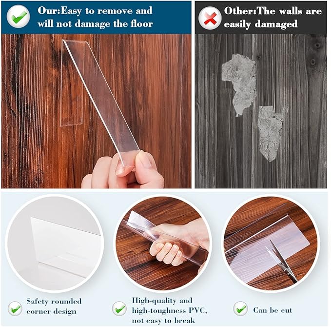 252'' Total Length Under Sofa Blocker – 16 Pack, 4.7'' H x 15.8'' Each, Adjustable Clear Couch Gap Bumper, Strong Adhesive Toy & Pet Barrier to Stop Items from Going Under Bed
