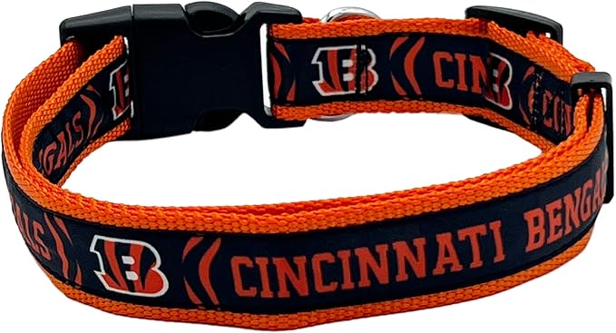 Pets First NFL Cincinnati Bengals Licensed PET COLLAR, Small - Heavy-Duty, Strong, and Durable Dog Collar. Available in 31 Football Teams and 4 Sizes