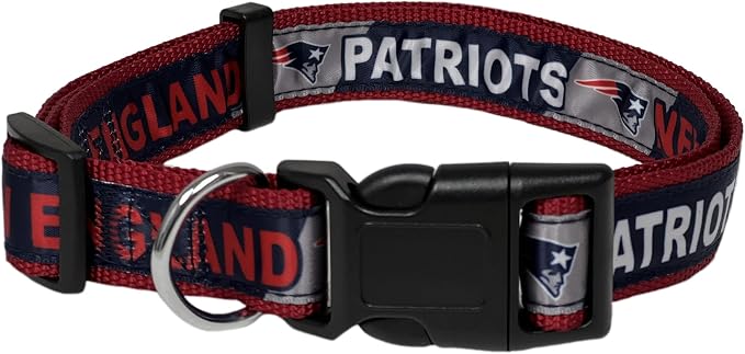 Pets First NFL New England Patriots Licensed PET COLLAR, Large - Heavy-Duty, Strong, and Durable Dog Collar. Available in 31 Football Teams and 4 Sizes