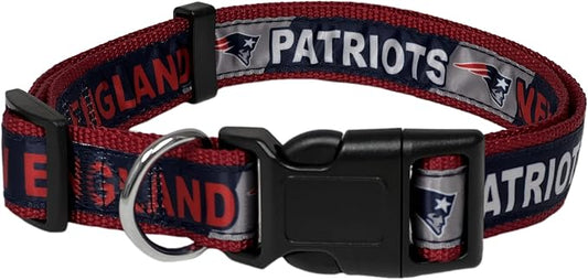 Pets First NFL New England Patriots Licensed PET COLLAR, Large - Heavy-Duty, Strong, and Durable Dog Collar. Available in 31 Football Teams and 4 Sizes