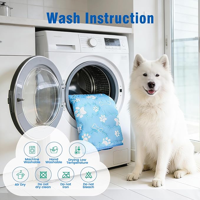 Dog Cooling Mat for Extra Large Dogs, Cool Dog Bed Mat for Indoor & Outdoor, Q-Max>0.5, Machine Washable Non-Toxic Pet Self Cooling Pad for Kennel, Crate, Car - XXL(48" x 30") - Blue