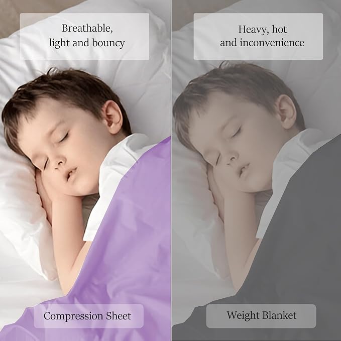 Sensory Bed Sheet for Deep Pressure Therapy – Spandex Bed Sheet – Sensory Compression Blanket for ADHD, Autism – Breathable & Hypoallergenic, Lila, Twin Size