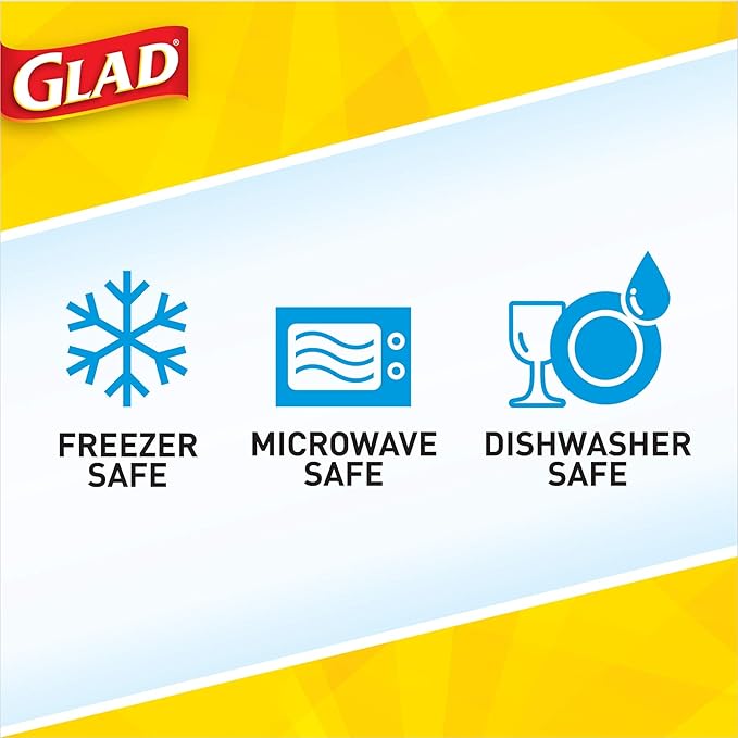 Glad GladWare Deep Dish Food Storage Containers Lids Large Rectangle BPA Free Meal Prep Microwave Dishwasher Safe Lock Tight Seal 64 OZ 3 Count 6 Pack