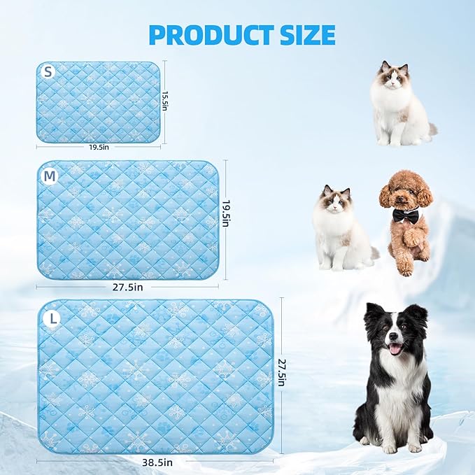Homimp Dog Cooling Mat,15.5" x 19.5" Thicken Self-Cooling Mat for Dog&Cat,Internal Waterproof& Endothermic,Washable Pet Ice Cool Pad Blanket,Pet Sleeping Pad for Indoor Outdoor in Summer, Non-Toxic
