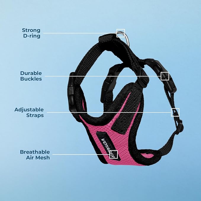 Voyager Step-in Pet Harness - All Weather Mesh, Adjustable Step in Harness for Cats and Dogs by Best Pet Supplies - Fuchsia/Black Trim, S