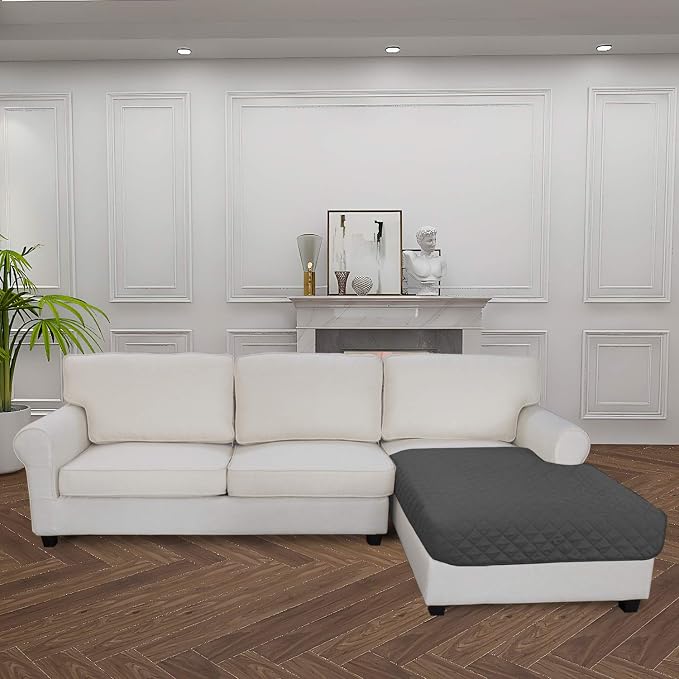 Easy-Going Sectional Couch Covers for Dogs L Shape Sofa Cover Reversible Sofa Slipcover Chaise Lounge Cover Furniture Protector Cover for Pets Dog Cat (42 x 52 inches, Dark Gray/Dark Gray)