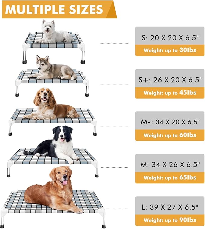 Caghash Elevated Outdoor Raised Dog Bed Outdoor Dogs Bed Lifted Pet Bed Dog Cot for Medium Pet Taste Life, Start with A Pet Bed 34'' x 26'' x 6.5''