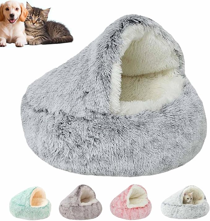 Cozy Cocoon Pet Bed for Dogs,Dog Bed with Hood,Small Dog Bed with Cover Cave,Cozy Cave Pet Beds for Small Medium Large (Gray, X-Large)