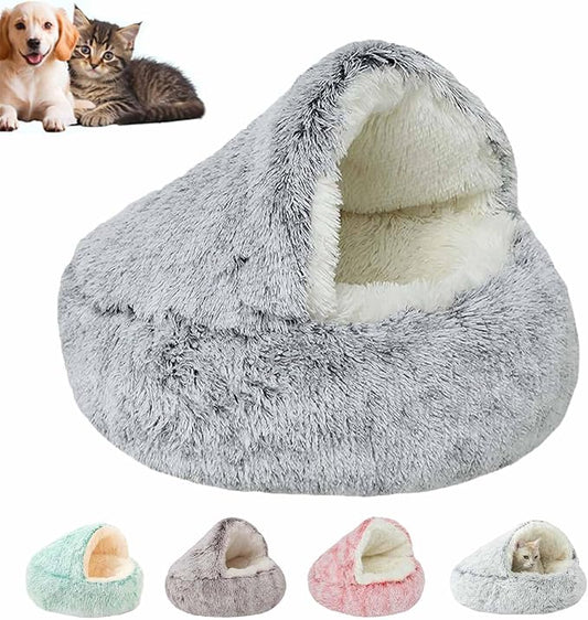 Cozy Cocoon Pet Bed for Dogs,Dog Bed with Hood,Small Dog Bed with Cover Cave,Cozy Cave Pet Beds for Small Medium Large (Gray, XX-Large)