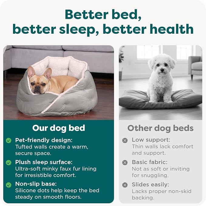 Furhaven 24" Round Pet Bed for Indoor Cats & Medium/Small Dogs, 100% Washable, For Pets Up to 35 lbs - Minky Plush & Velvet Hug Bed - Silver Gray, 24-inch