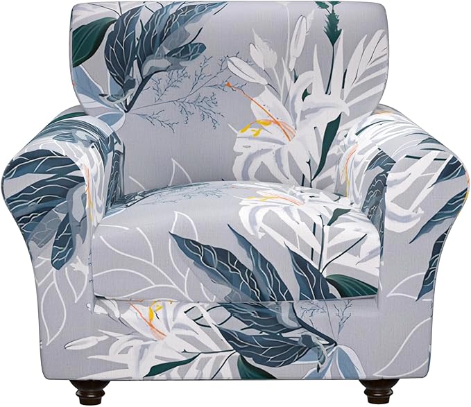 Stretch Couch Covers, Floral Printed Sofa Covers,2 Piece Armchair Slipcover with Separate Sect Cover,Washable Sofa Slipcover, Pet Friendly Furniture Protector Fit for Home (Armchair,Lily Flower)
