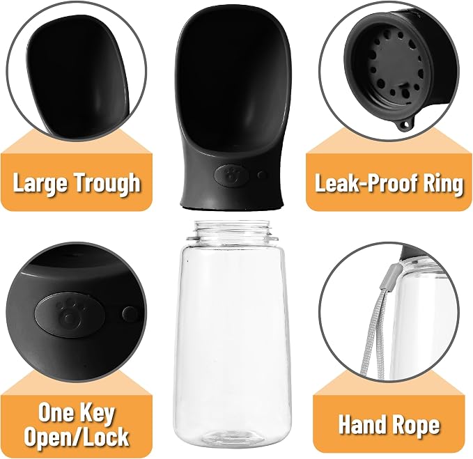 Mr. Pen- Portable Dog Water Bottle, 19 oz, Large, Leak Proof Puppy Water Dispenser with Drinking Feeder for Pets, Outdoor Walking, Hiking, Travel, Not Dishwasher Safe