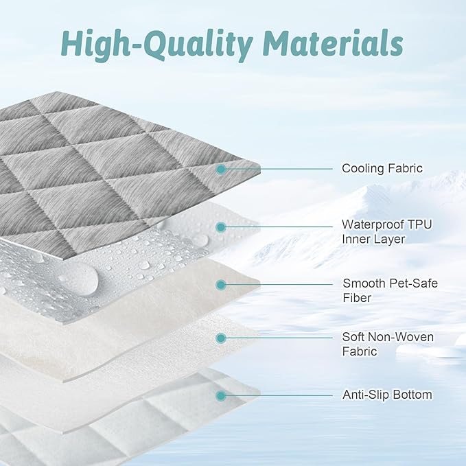COZY KISS Dog Cooling Mat 82"x102" Q-Max>0.4, Extra Large Waterproof Cooling Dog Bed Cover, Leakproof Non-Slip Pet Mat, Furniture Protector Washable Cooling Blanket for XL Dogs, Sofa Cover(Gray)