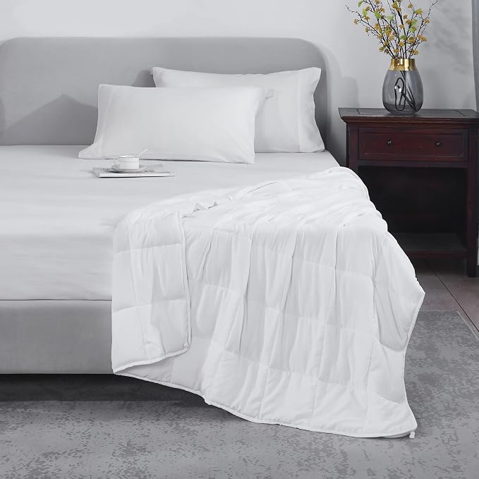 L'AGRATY Weighted Blanket - 60"x80" 20lbs Cooling Breathable Heavy Blanket Microfiber Material with Glass Beads for Adult All-Season Summer Fall Winter Soft Thick Comfort