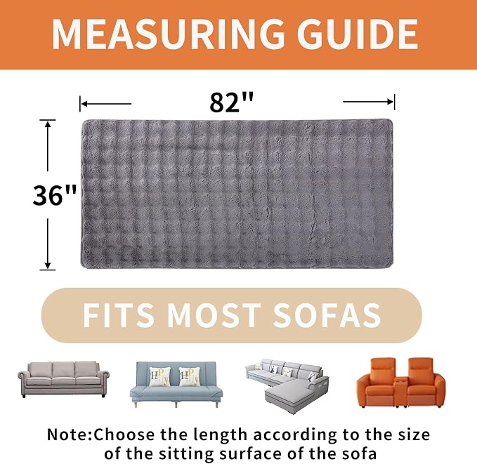 Waterproof Dog Bed Cover Non Slip Couch Covers for Dogs Washable Soft Faux Fur Sofa Cover Couch Covers for 3 Cushion Couch Sofa Pet Friendly (Grey)