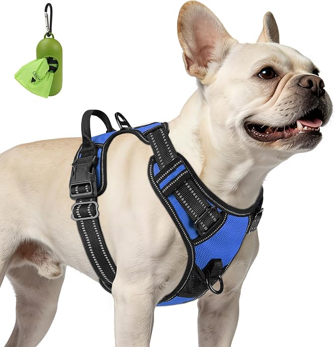 Joytale No Pull Dog Harness for Small Dogs, Reflective Pet Vest with Front Clip, Adjustable Soft Padded Harnesses with Easy Control Handle for Training and Walking, Navy Blue, S