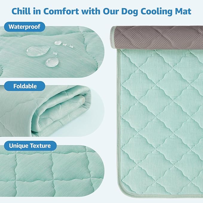 LOOBANI Dog Cooling Mat for Large Dogs - 40" x 28" Cooling Mat for Pet with Anti-Slip Bottom, Durable & Washable Non-Toxic Cold Crate Pad for Dogs, Cats, Indoor & Outdoor Use, Sofas, Bed, and Floor