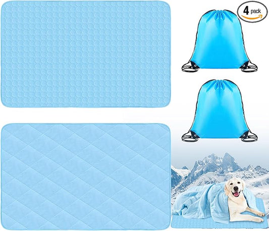 2 Pack Dog Cooling Mat and Blanket Washable Cooling Pads Pet Throw Blanket Sleeping Kennel Mat with Storage Bag for Summer Indoor Outdoor Hot Weather Cat Dog Puppies