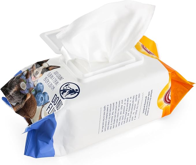 Arm & Hammer for Pets Odor Control Wipes for Dogs, Best Odor Eliminating Waterless Cleaning for Dogs & Puppies | Blueberry Coconut Scent, 100ct (Pack of 2)