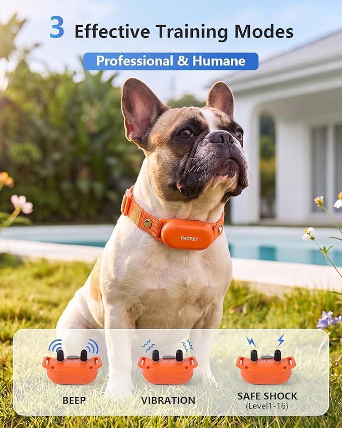 PATPET Shock Collar for Dogs - 4000FT Dog Training Collar with Remote, IPX7 Waterproof 4 Modes(Beep/Vibration/Shock/Safe) Dog Shock Collar, Rechargeable for Small Large Dogs (8-120Lbs) (Orange)