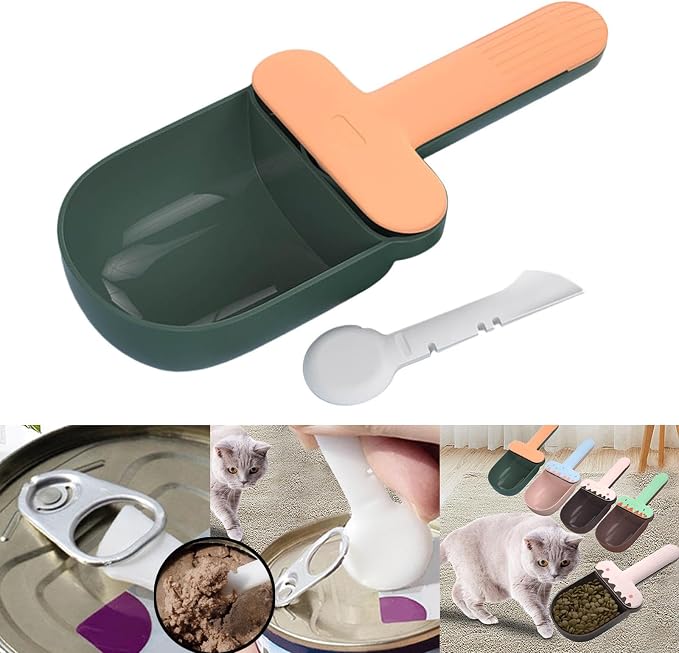 2X Cat, Pet, Food Feeder with Fashionable Food Handle, Multi Use Cat Measuring Cats and Small Dogs