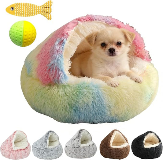 Cozy Cocoon Dog Bed, 2026 New Cozy Cocoon Pet Bed for Dogs, 3D Spacious Design, Resistant to Collapse, Strong Support, Warm & Non-Slip, Soft & Washable, Enclosed Cat Cave Bed (Mix, Large)