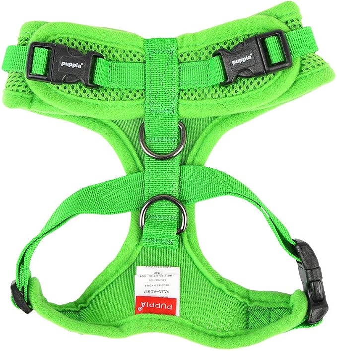 Authentic Puppia RiteFit Harness with Adjustable Neck, Green, Extra-Large