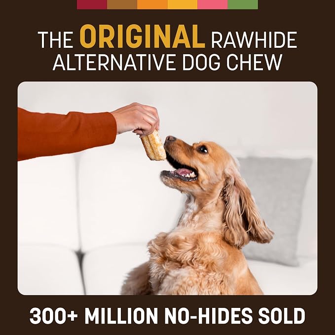 Earth Animal No Hide Chews - Long Lasting Rawhide Free Small Dog Chews Rolls, Peanut Butter - 2 Count