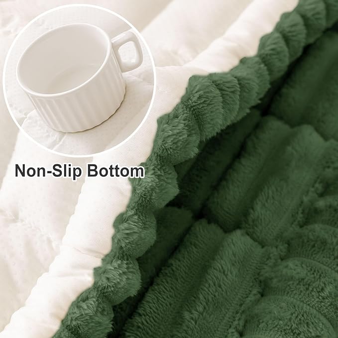 hyha Couch Cover for Dogs Washable, Non Slip Thick Flannel Sofa Protector, Pet Friendly Plush Furniture Cover for Sectional Sofa & Loveseat (Dark Green, 27.6" x 59")