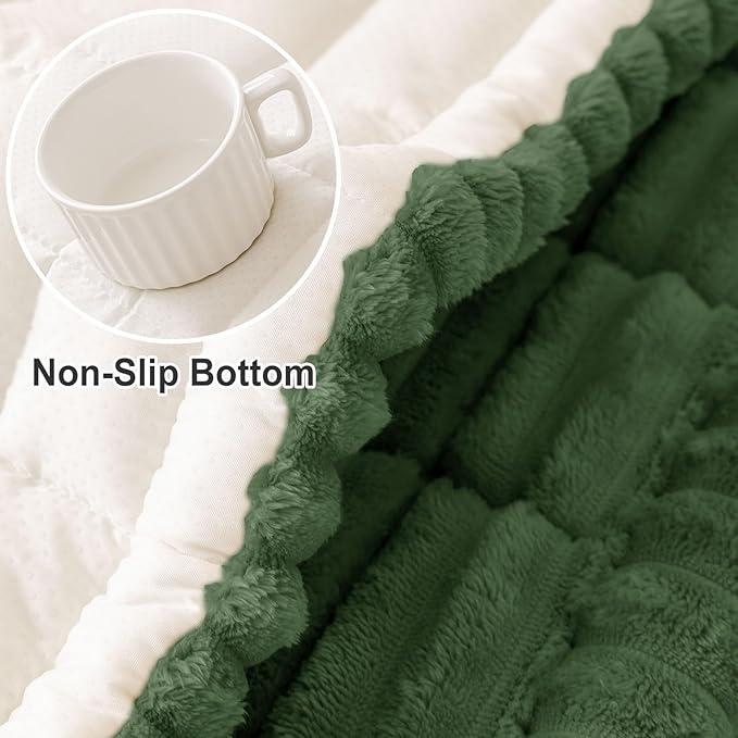 hyha Couch Cover for Dogs Washable, Non Slip Thick Flannel Sofa Protector, Pet Friendly Plush Furniture Cover for Sectional Sofa & Loveseat (Dark Green, 27.6" x 82.7")