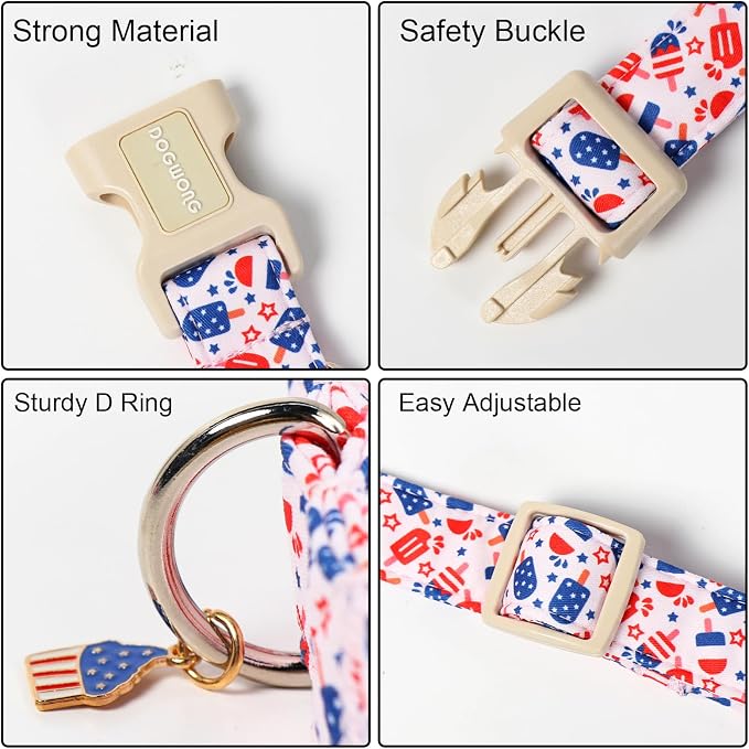 Summer Dog Collar for Boy Girl Dogs -Cute Popsicle Dog Collar, Adjustable Soft 4th of July Dogs Collars for Large Dogs, XL