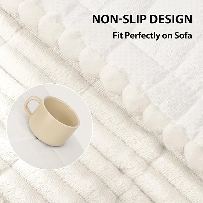 Fixwal Pet and Family Friendly Couch Covers, Washable Non-Slip Dog Mat with Waterproof Backing, Soft Plush Protector for Sofa, Car Seat, Bedside, Playpen, Camping (White, 27.6" x 82.7")