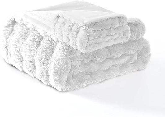 Modern Threads Water-Resistant Faux Rabbit Fur Pet Blanket for Dogs & Cats – Ultra-Soft Couch, Bed & Crate Protector, 30x40 White