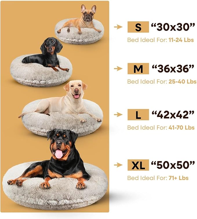 Bessie and Barnie - Luxury Extra Plush Faux Fur Bagel Pet/Dog Bed (Seagull, Me)