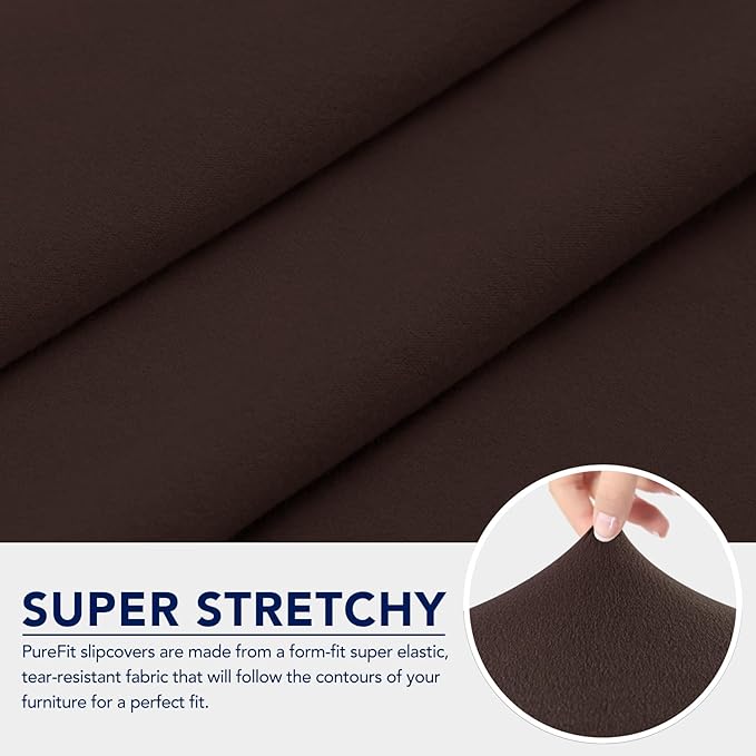 PureFit 100% Dual Waterproof Couch Cover Slipcovers for Couches and Sofas - Stretch Non Slip Fleece Sofa Covers Washable, Leakproof Furniture Protector for Kids, Pets, Dog (Sofa, Chocolate)