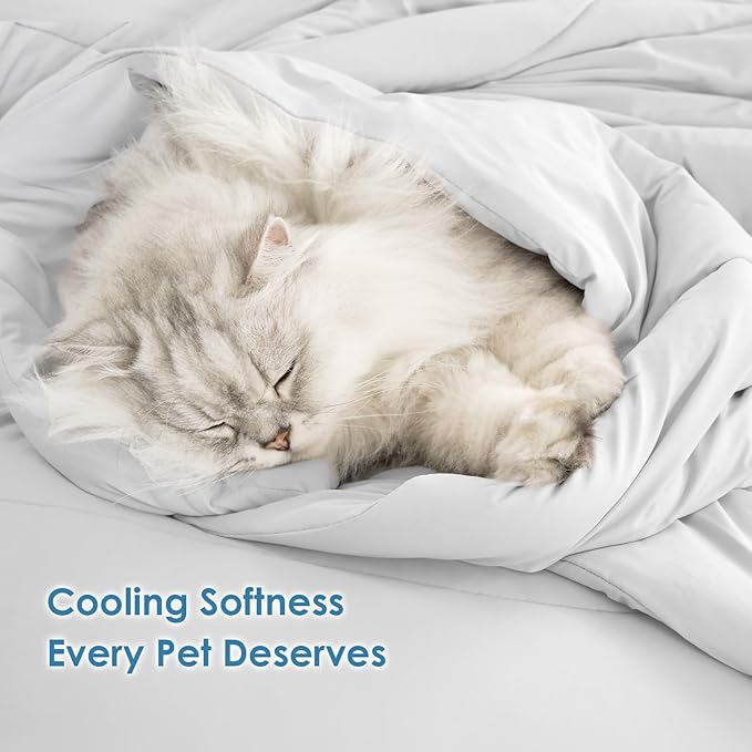 EHEYCIGA Premium Cooling Blankets for Dogs - Q-MAX>0.53, Dog Cooling Blanket Summer, Soft Dog Cooling Mat for Hot Weather, Washable Cat Pet Cooling Blanket, Light Grey, 40x50