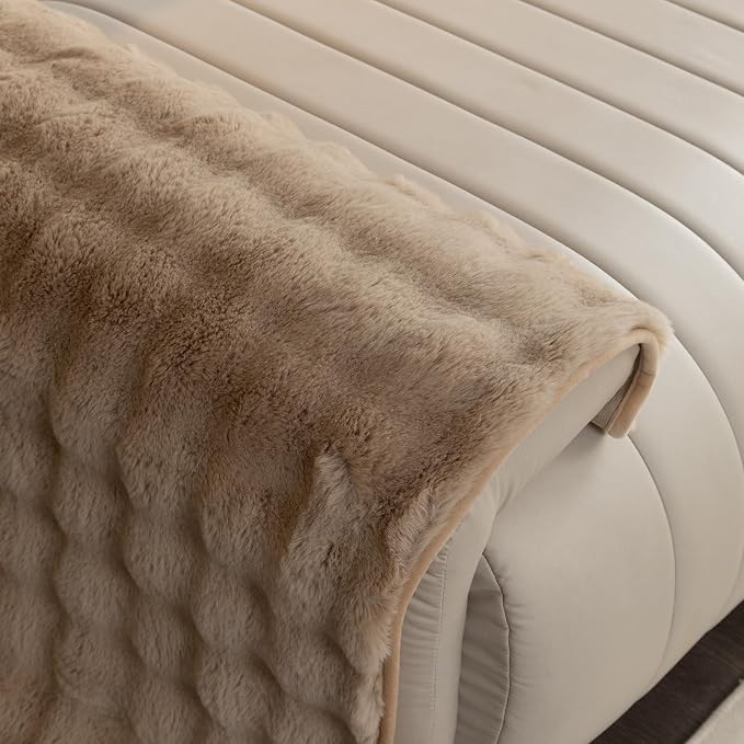 Faux Fur Couch Cover, Soft Warm Plush Sofa Couch Cover, Non Slip Sectional Sofa Slipcovers, Washable Furniture Protector for Kids, Dogs, L Shaped Armrest Backrest Cover(Khaki, 28"x 28")